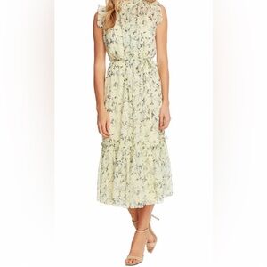 New CeCe Lemonade Floral Yellow Ruffles Summer Midi Dress / Side 0